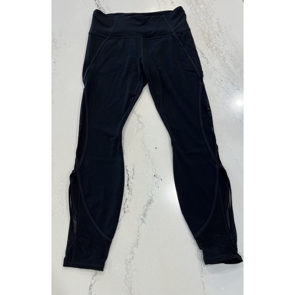 Athleta Pants - Athleta‎ Black Salutation Cutout Mesh 7/8 Yoga Athletic Leggings Women's S